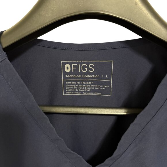 Figs Technical Collection Scrub Top Size Large Navy Blue 3 Pocket LOT OF 2 - Picture 3 of 7
